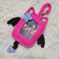 トレカケース　ボイスキーリング風　ジェイク　ピンク　コウモリ　ENHYPEN