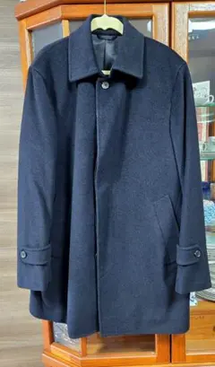 D'URBAN カシミヤ入りウール　ネイビー ステンカラーコート Mのサムネイル