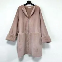 ナチュラルクチュール ムートン風ベージュロングコート