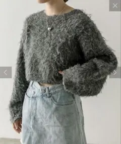 mystic ウールシャギーショートニット