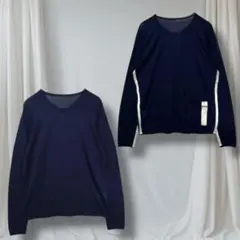 coda&cycle ネイビー長袖カットソー サイドライン入り 薄手ニット