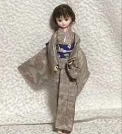 リカちゃん服　大人リカちゃんお着物セット　（大島紬）のサムネイル