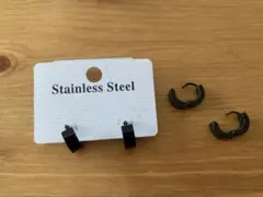 ステンレス　両耳用ピアス　ブラック　大　セール中