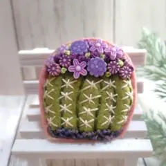 178 花サボテンブローチ178　ハンドメイド