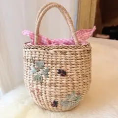ころんと可愛い♡サンカンシオン てんとう虫 カゴバッグ ピクニック お散歩に♪のサムネイル