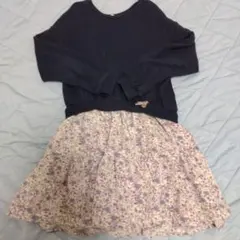 anyfam☺ ネイビー 花柄 ワンピース120cm