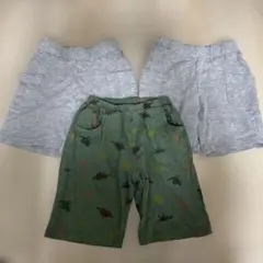 【大幅値下げ中】恐竜柄と無地のハーフパンツ 110サイズ3点セット