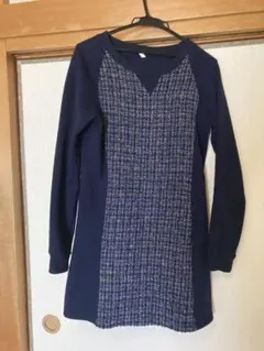 ネイビー Vネック 長袖 チュニック