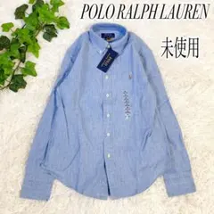 新品　ポロラルフローレン　ポニー刺繍　デニム　長袖シャツ　ブルー　150