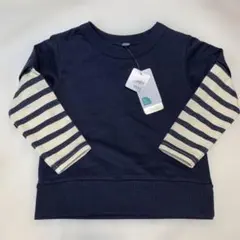 新品未使用　西松屋　ボーダー重ね着風裏毛トレーナー　90cm