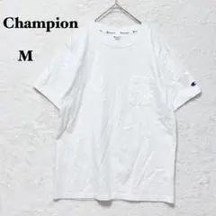 チャンピオン バックプリント Tシャツ 半袖 M ロゴ 白 カジュアル ポケット