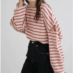 【CIAOPANIC TYPY】カットアウトボーダーロンTEE