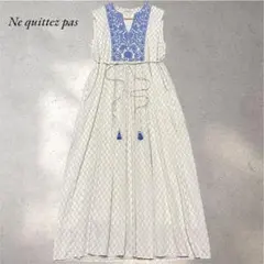 ☆美品 ヌキテパ コットンボイル ノースリーブワンピース ダマスク
