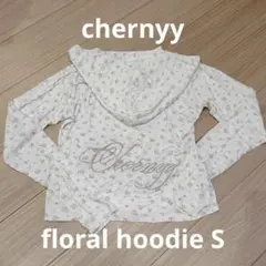 chernyy floral hoodie / 小花柄バック刺繍ロゴフーディー - メルカリ