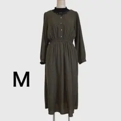 美品　花柄 膝丈ワンピース　r.p.s オリーブグリーン　【Ｍ】
