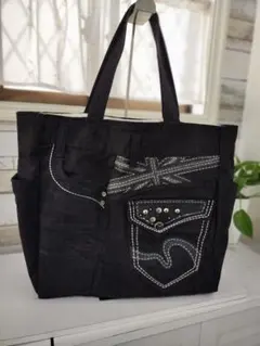 ☆超ビッグサイズ☆大人かっこいい!! デニムリメイクトートバッグ