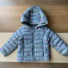 GAPʕ•ᴥ•ʔグレー ドット柄 中綿コート フード付き