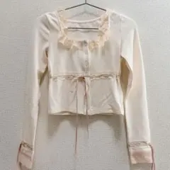 フリルピンクカーディガン　森ガール　フェアリーグランジ　y2k