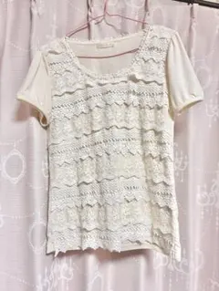 pattern アイボリー レース 半袖トップスのサムネイル