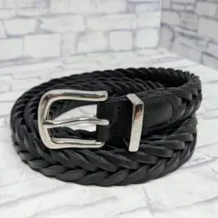 美品 POLO RALPH LAUREN 編み込みブラックベルト 34 POLO RALPH LAUREN（ポロ・ラルフローレン） ベルト レザー 30mm