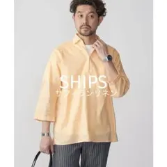 シップス SHIPS リネン100%フレンチスリーブフロントタックシャツ 