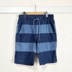 ハルハム パッチワーク デニムハーフパンツ M ウエストゴム ショート丈 夏のサムネイル