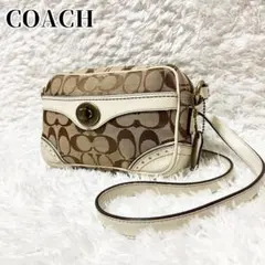 COACH シグネチャー キャンバス ホワイト レザー ターンロック バッグのサムネイル