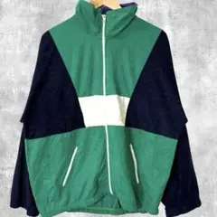 アルボー コーデュロイジャケット ジップ ジャンパー カラーブロック 緑 黒 紫