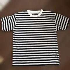 Lサイズ 黒白ストライプ 半袖Tシャツ