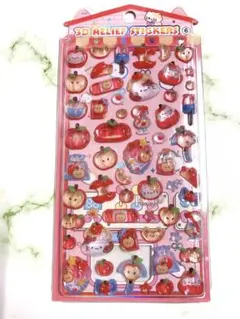 ボンボンドロップ　3D シール　立体　りんご　猫