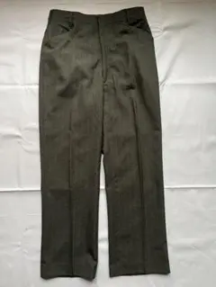 た*ち様 vintage ノータックスラックスパンツ ストライプ カーキ/V5