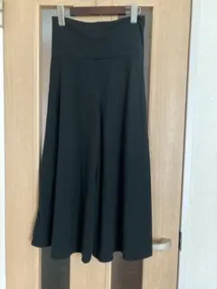 黒 ガウチョパンツ ワイドパンツ フレアパンツ ウエストゴム