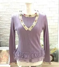 ❣️美品❣️シルクカシミヤ花レース刺繍ニットアンサンブル