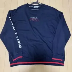 FILA フィラ スウェット トレーナー ネイビー 袖プリント 刺繍ロゴ