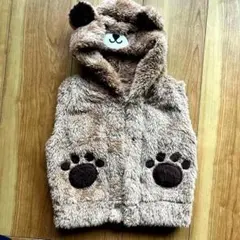 90 クマ耳付き　ベビーベスト　ボアベスト