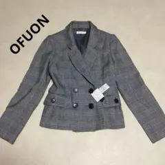 未使用　OFUON テーラード　ジャケット　グレンチェック　ダブル　38 黒白