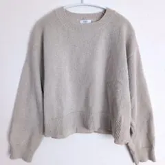 a.v.v ラメ入り クルーネックニット XL ゆったりめ グレージュ系