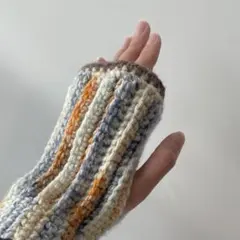 手編みハンドウォーマー かぎ針編み グラデーションカラー アームウォーマー