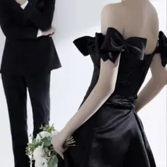 【新品未使用Mサイズ】ブラックドレス　前撮りドレス　二次会ドレス