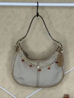 COACH ショルダーバッグ ベージュ レザー トリム