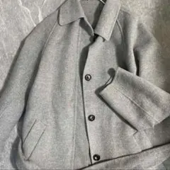美品　PLST ウールロングコート　送料込み グレー ウールコート ボタン付き