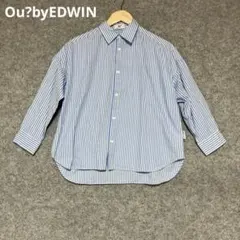 Ou?byEDWIN青と白のストライプ ボタンダウンシャツ