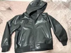 GU レザータッチパーカー NT+E ブラック