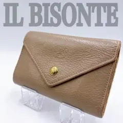 ☆状態良好☆ IL BISONTE 三つ折り財布 グレージュ ヌメ革 イタリア製