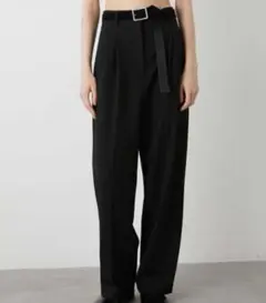 LA PEAU DE GEM belt hole slacks ブラック38