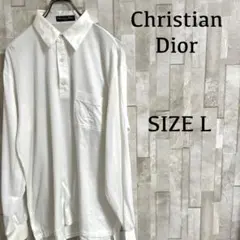 古着 Christian Dior 長袖ポロシャツ ホワイト サイズLのサムネイル