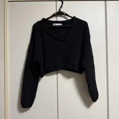 ZARA 黒 クロップドニットセーター S ブラック