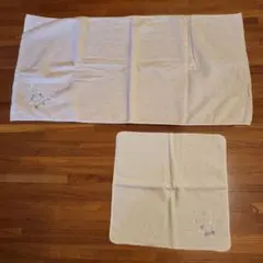 刺繍入りタオルセット クリーム色・ピンク