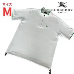 【希少/日本製】バーバリーゴルフ ハーフジップ 半袖ニット ホースロゴ M