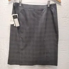 タグ付き新品　青山　グレー 　チェック柄 　タイトスカート　 ひざ丈 L 11号